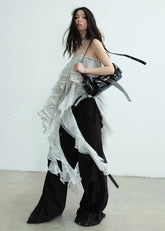 Irregular Lace Sheer Strapless Skirt (Two-Way Wear)